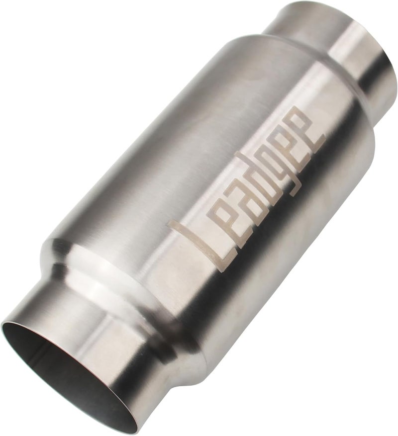 Leadgee 3" Inlet & Outlet Exhaust Resonator, 9" Overall Length Center Straight Through Stainless Steel Muffler,Polished - Image 1